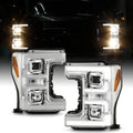 Chrome Dual LED Tube Projector Headlights Set Left+Right U1748