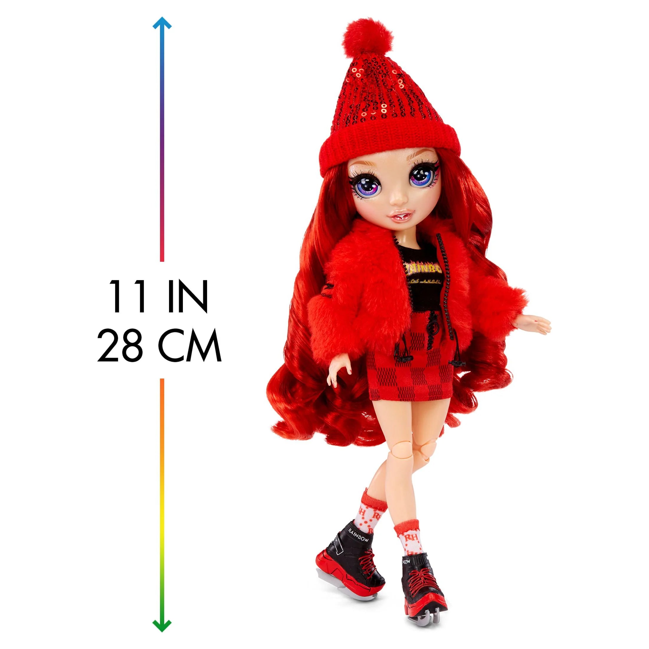 Red Fashion Doll Playset With 2 Outfits, Snowboard And Winter Accessories Y134812