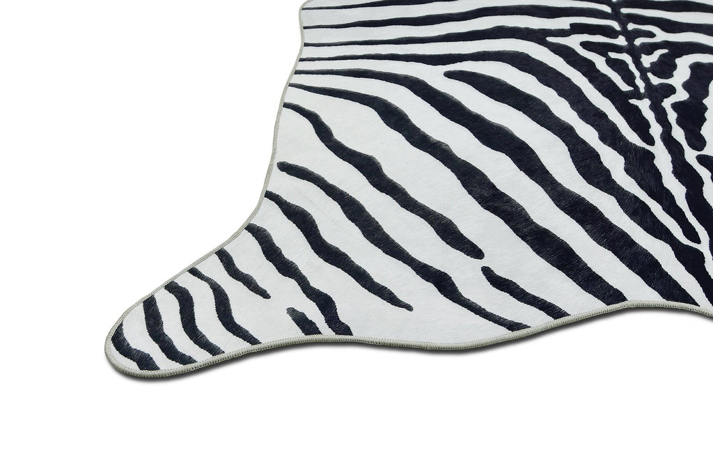 Black and White Zebra Print Area Rug B196