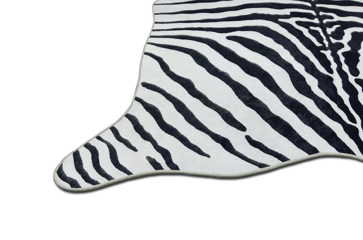 Black and White Zebra Print Area Rug B196
