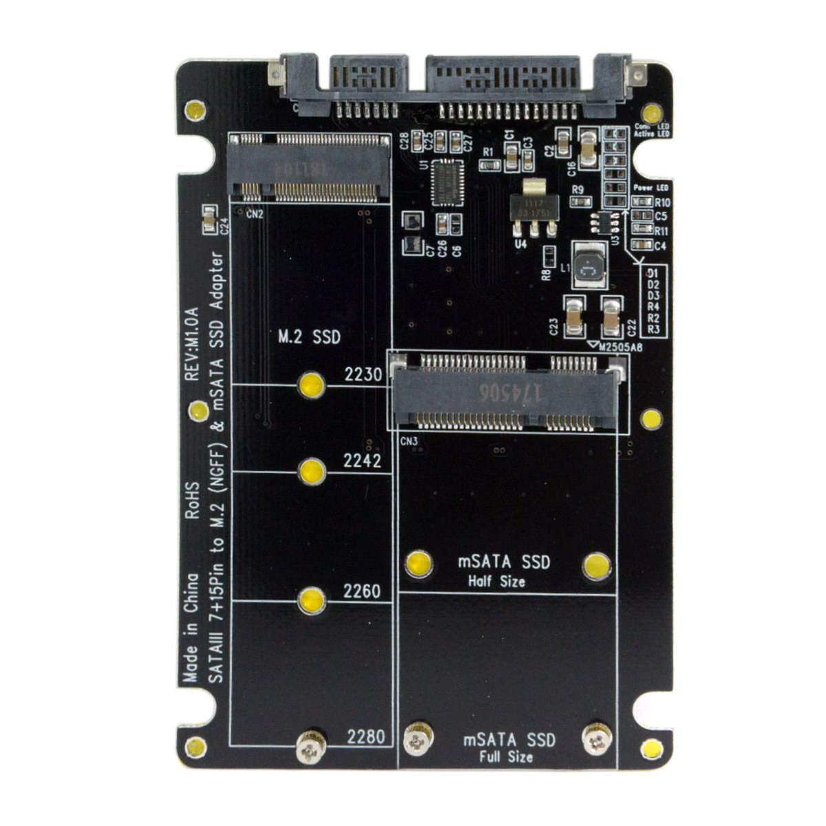 2 in 1 M.2 NGFF B-key & mSATA SSD to SATA 3.0 Adapter Enclosure M998