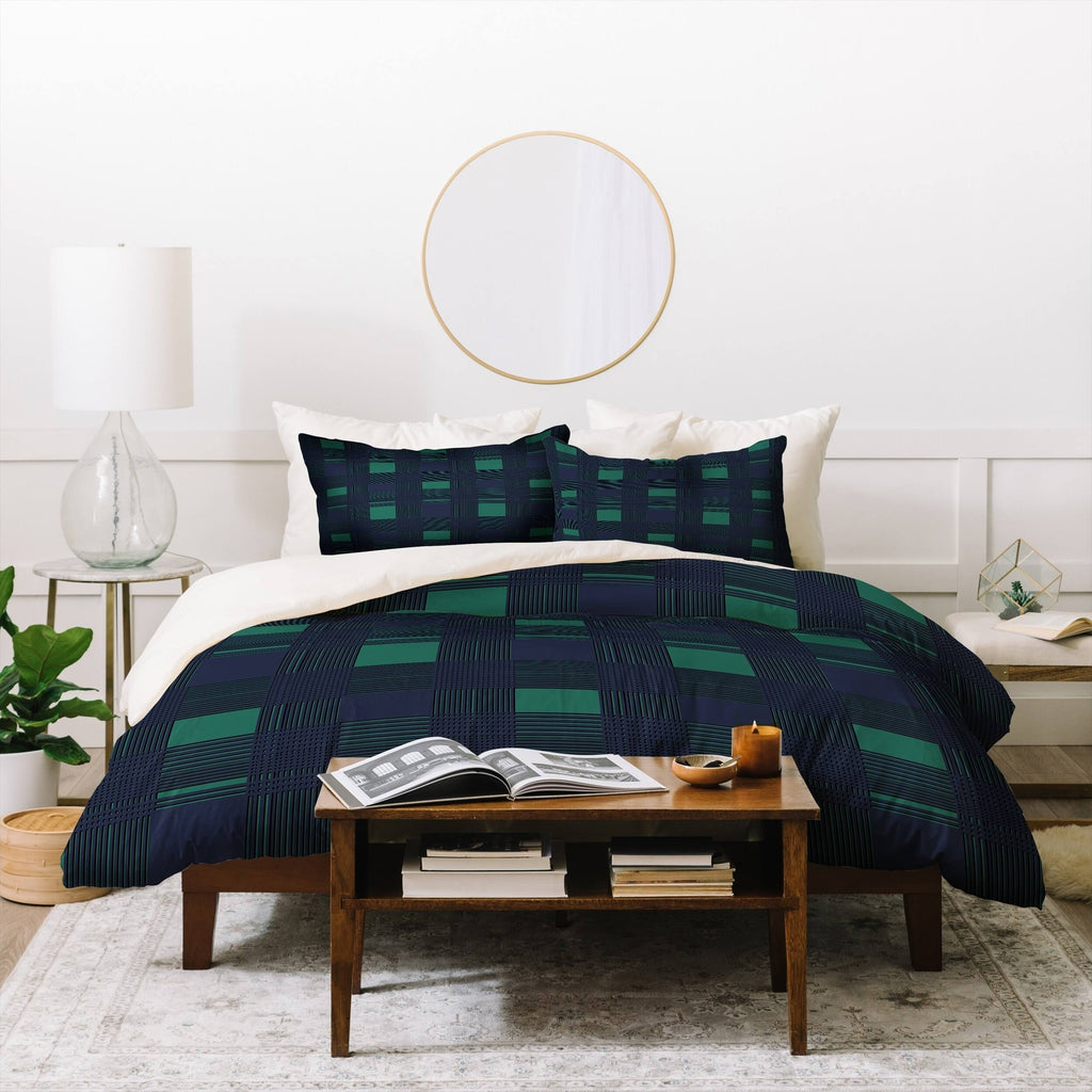 King 3 Piece Plaid Duvet Cover Set Q798