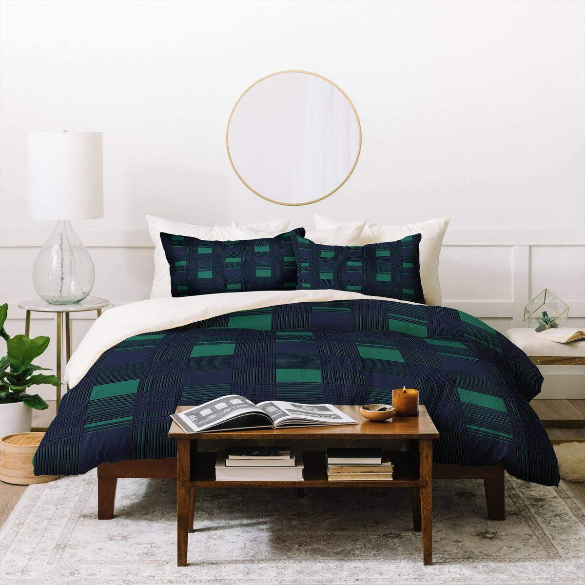 King 3 Piece Plaid Duvet Cover Set Q798