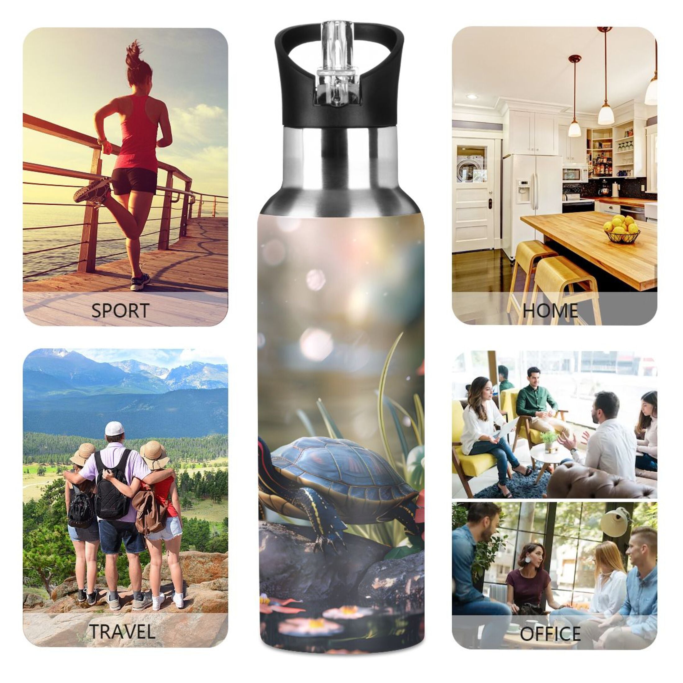 Insulated Stainless Steel Water Bottle with Straw Lid 20 oz M801119