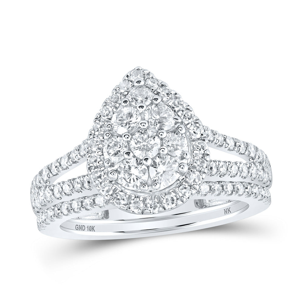 10kt White Gold Diamond Bridal Ring Set 1 Cttw Size 6 Q960