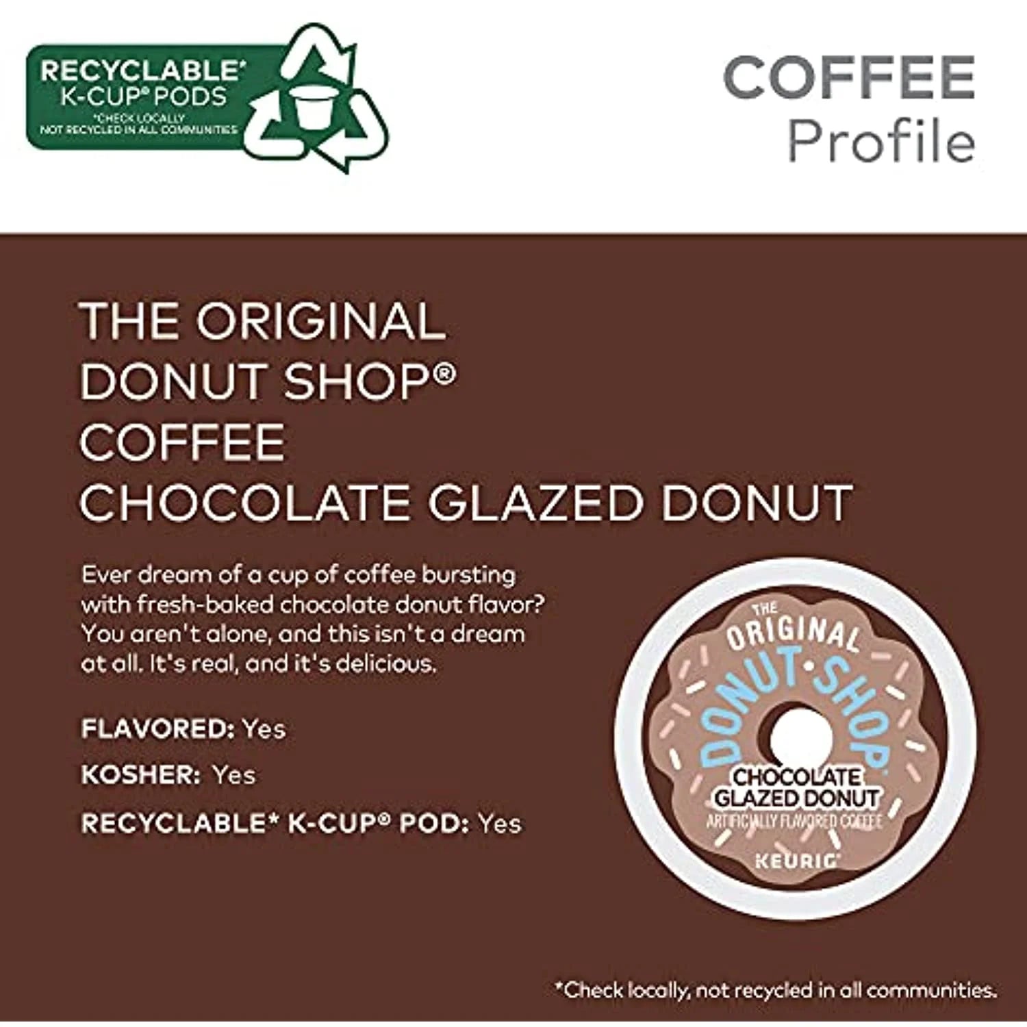Chocolate Glazed Donut Medium Roast Coffee, 72 Count A204