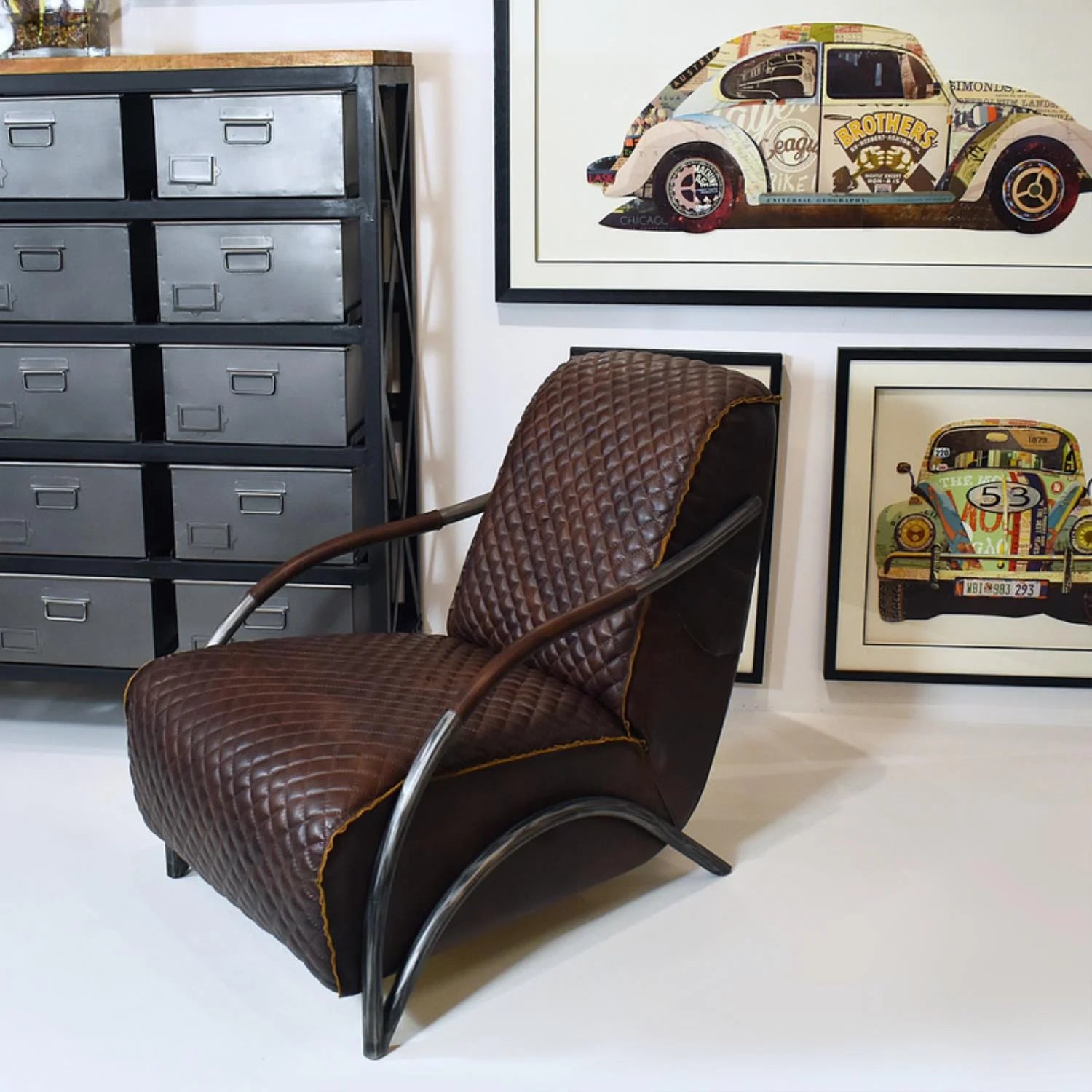 Brown Tufted Leather Accent Chair D5508