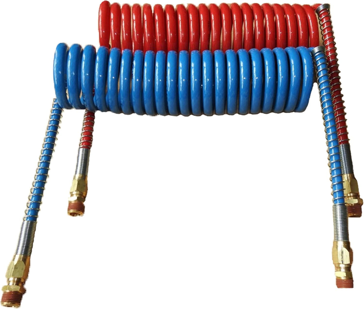 COILED AIR SET LINE ASSEMBLY RED & BLUE TRUCK TRAILER BRAKE COIL SET, 15' LENGTH; 2 X 12" LEADS Pack of 2 V82135
