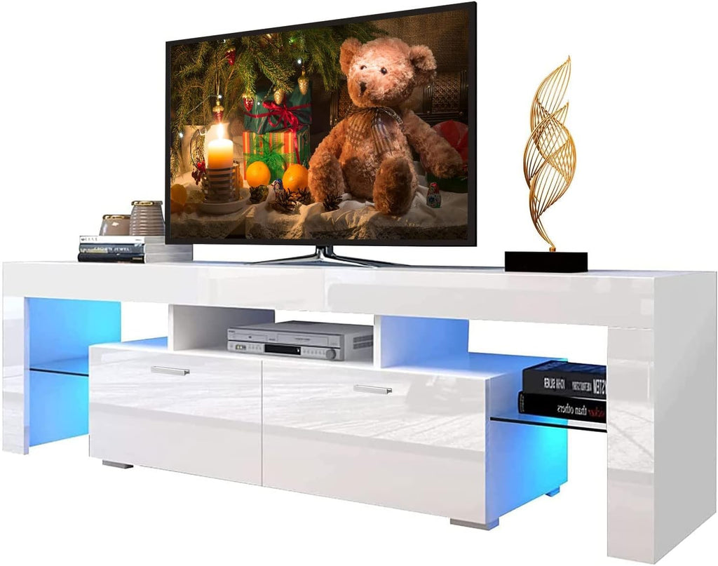 Black LED TV Stand with Storage Cabinet F350