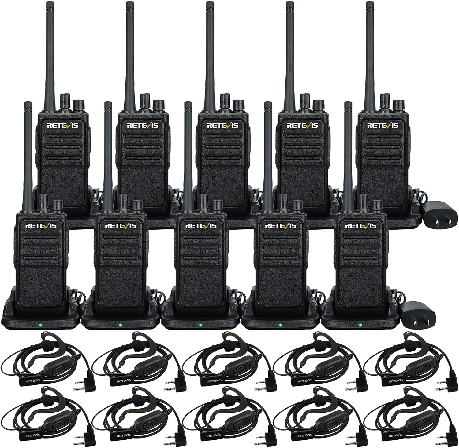 10 Pack Rechargeable Two Way Radios with USB Charging Base G40637