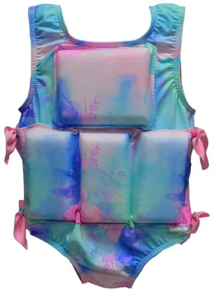 Pastel Paint Splatter Girl's Swimwear Flotation Life Vest Swimsuit H863429