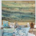 Blue Nautical Coastal Print on Natural Pine Wood M637184