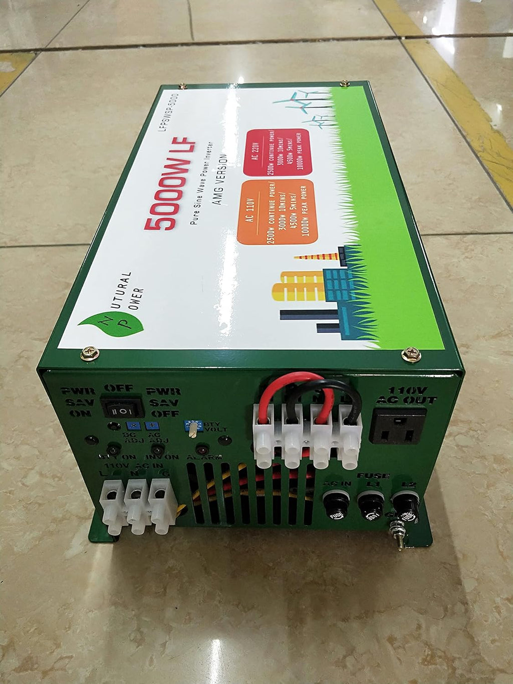 5000W Pure Sine Wave Power Inverter DC 12V to AC 110V and 220V 60Hz D50564