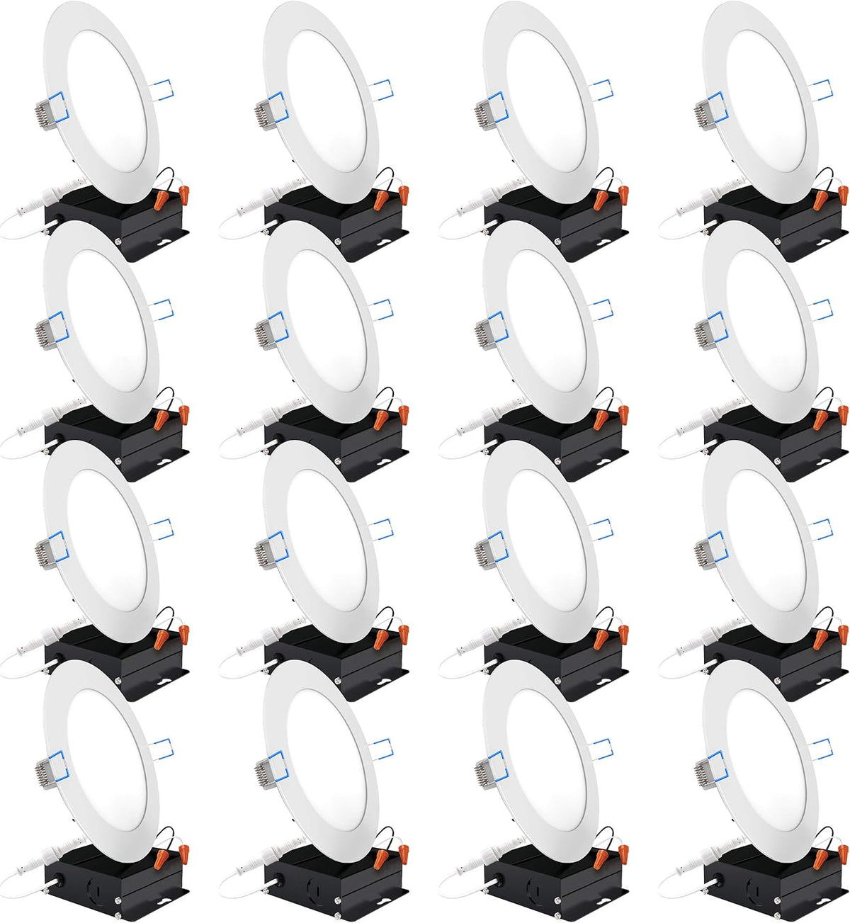 16 Pack 4 Inch Ultra Thin LED Recessed Ceiling Lights, 3000K Warm White, Dimmable 10W, 650 LM, Smooth Trim Damp Rated U268577