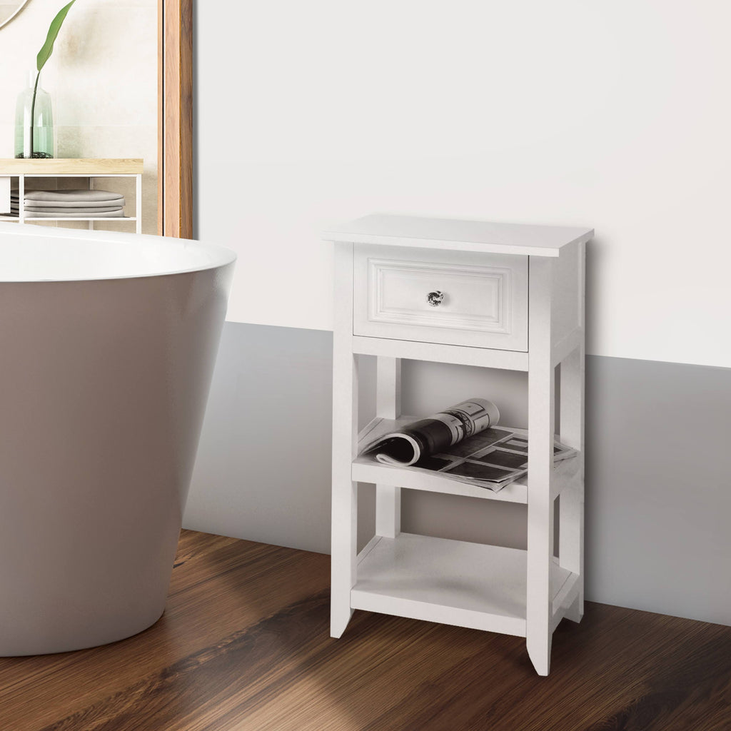 White Floor Cabinet with 1 Drawer and Shelves N182763