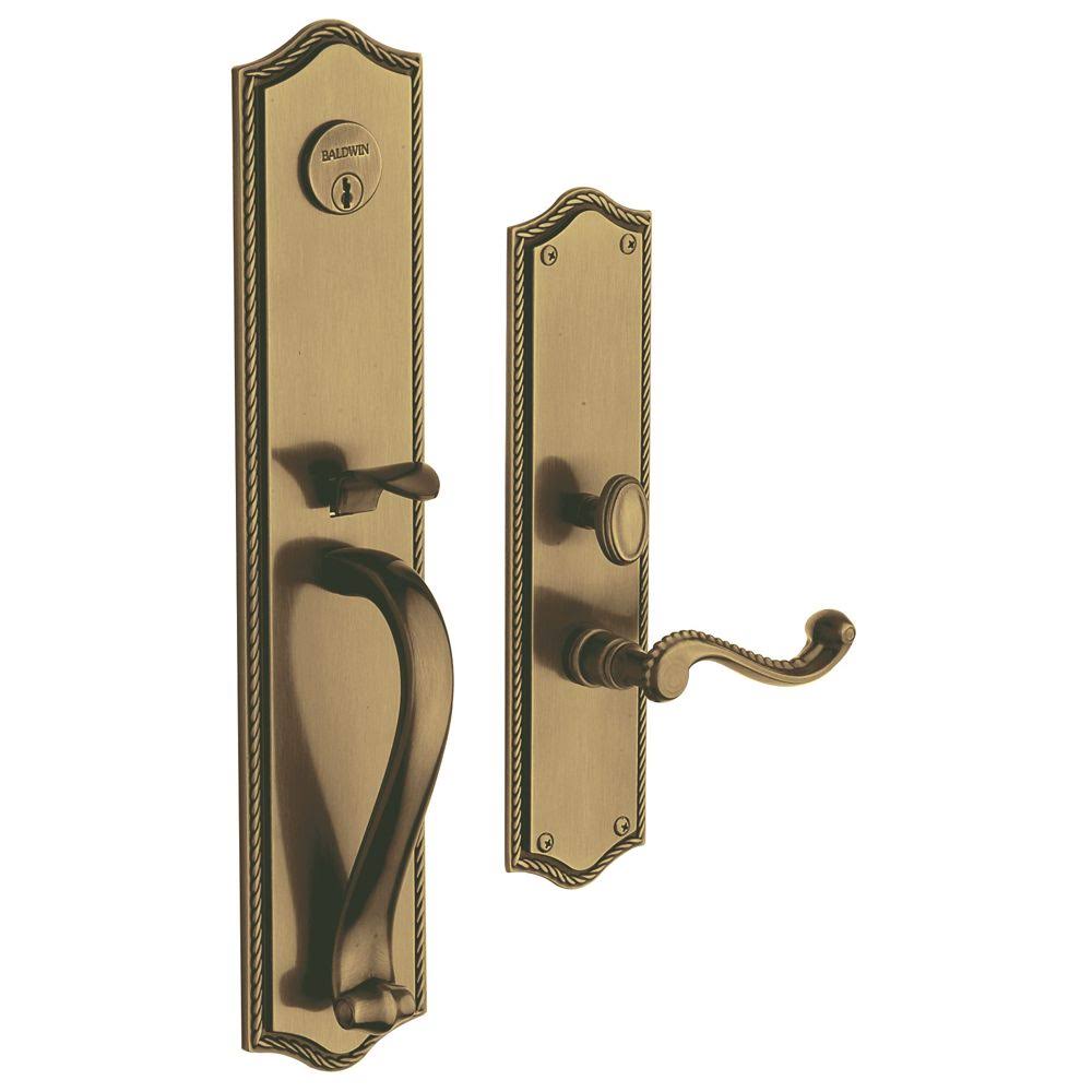 Satin Brass Single Cylinder Mortise Handleset Trim Set L3922