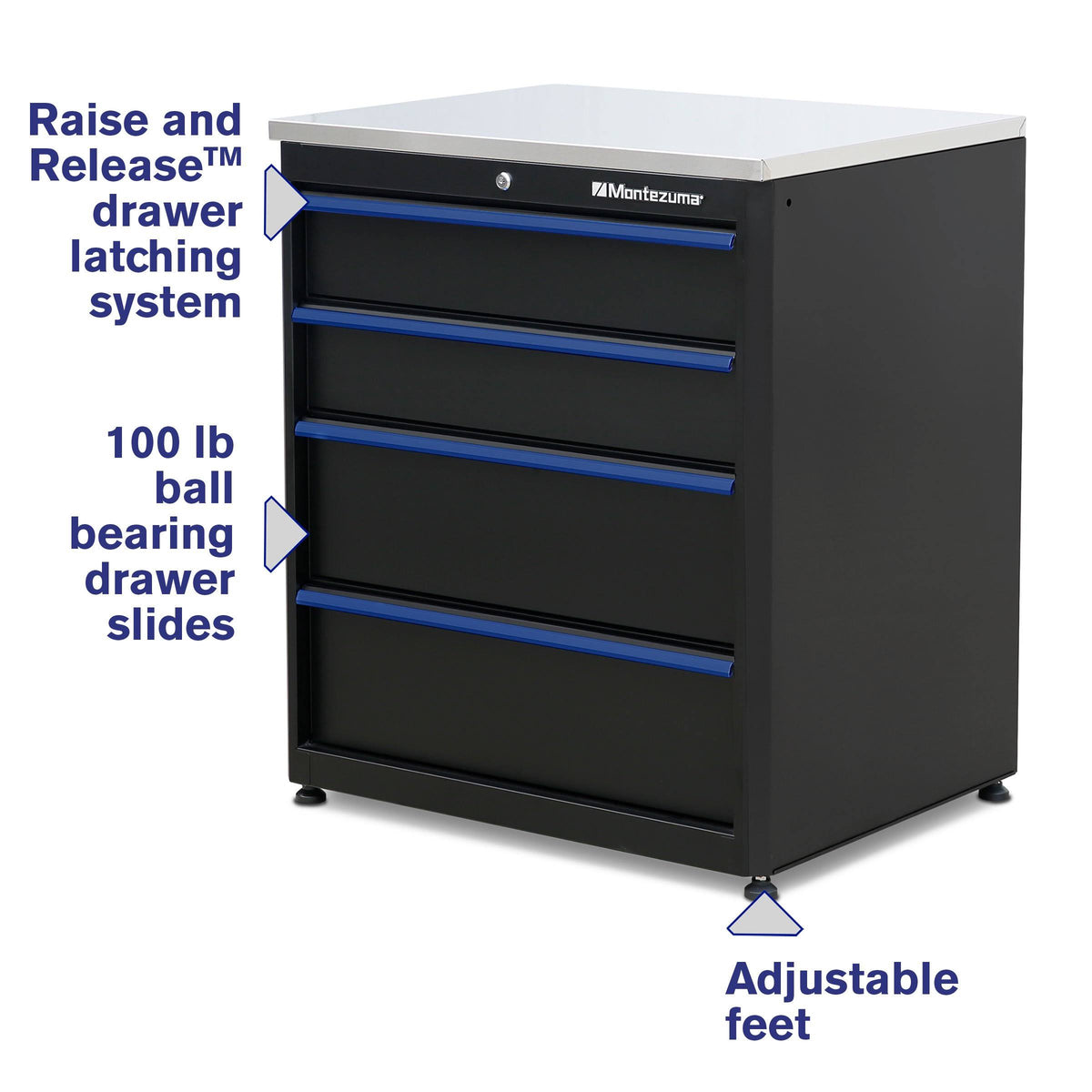 4-Drawer Base Cabinet with Stainless Steel Worktop X343