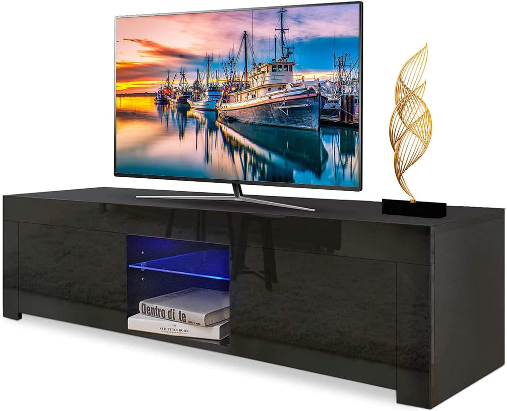 Black LED TV Stand with Storage Cabinet F350