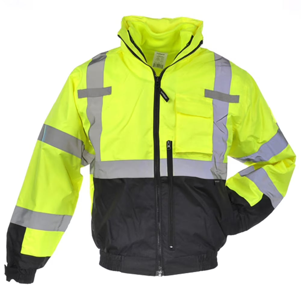 Class 3 Rip-Stop 3-in-1 Removeable Fleece-Lined Bomber Jacket - XL - Lime Green/Yellow & Black K3179