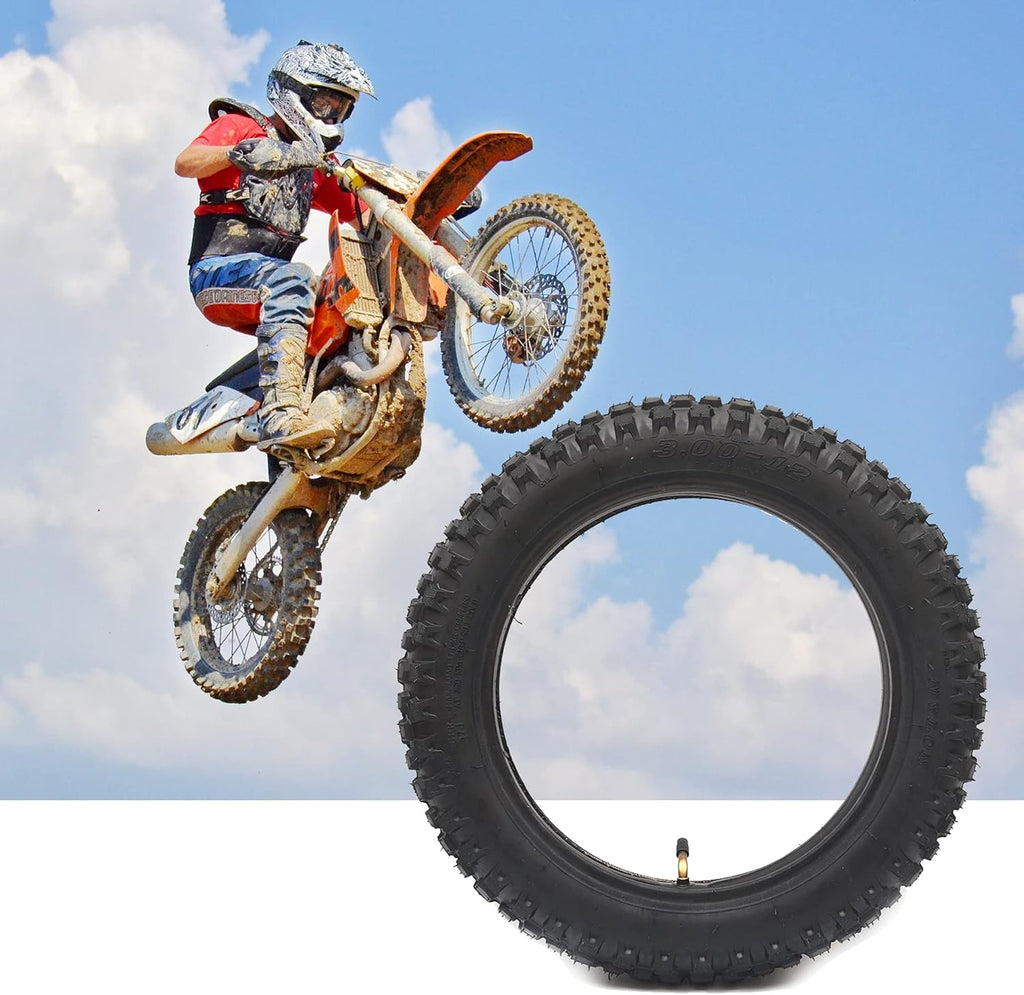 3.00-12 Knobby Motocross Dirt Bike Tire and Tube Set with TR87 Valve Stem D976