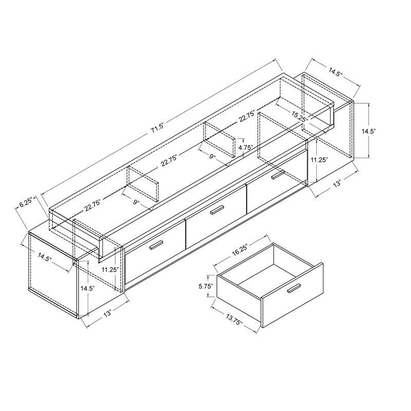 84-Inch Wood TV Stand in Cappuccino O511735