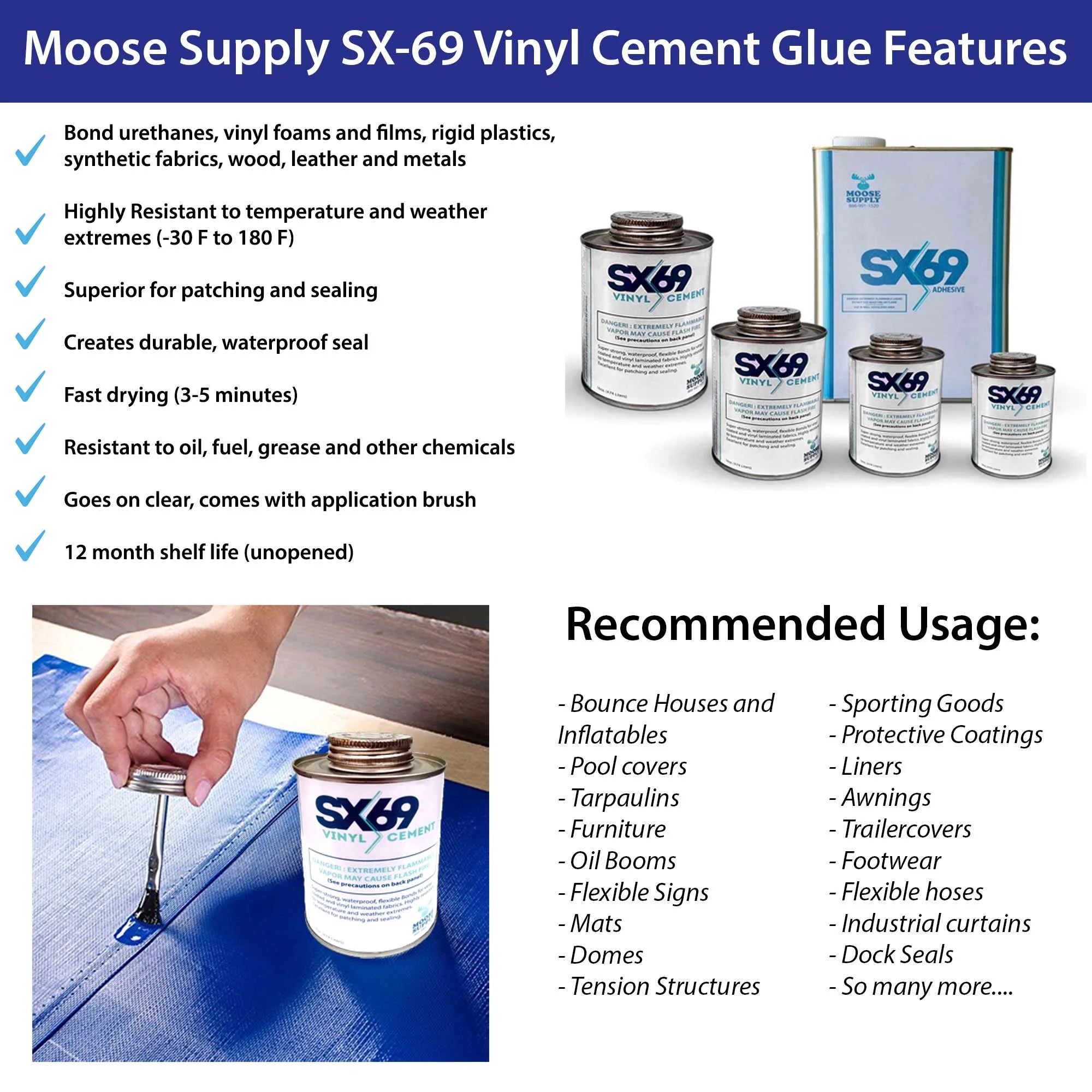 Blue Marble Vinyl Repair Kit with 4oz Glue R760306