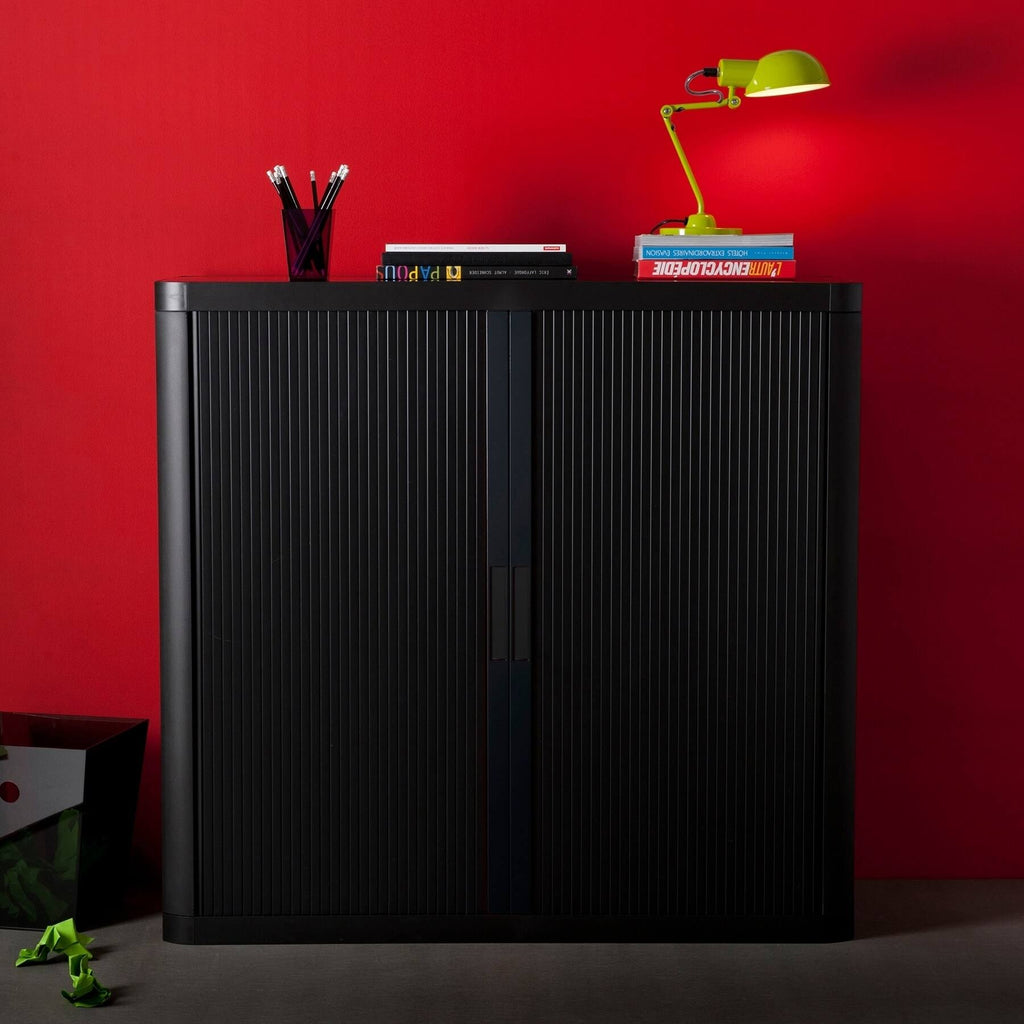 Black Tall Storage Cabinet with Two Shelves O2793