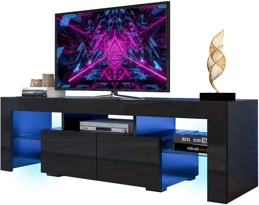 Black LED TV Stand with Storage Cabinet F350
