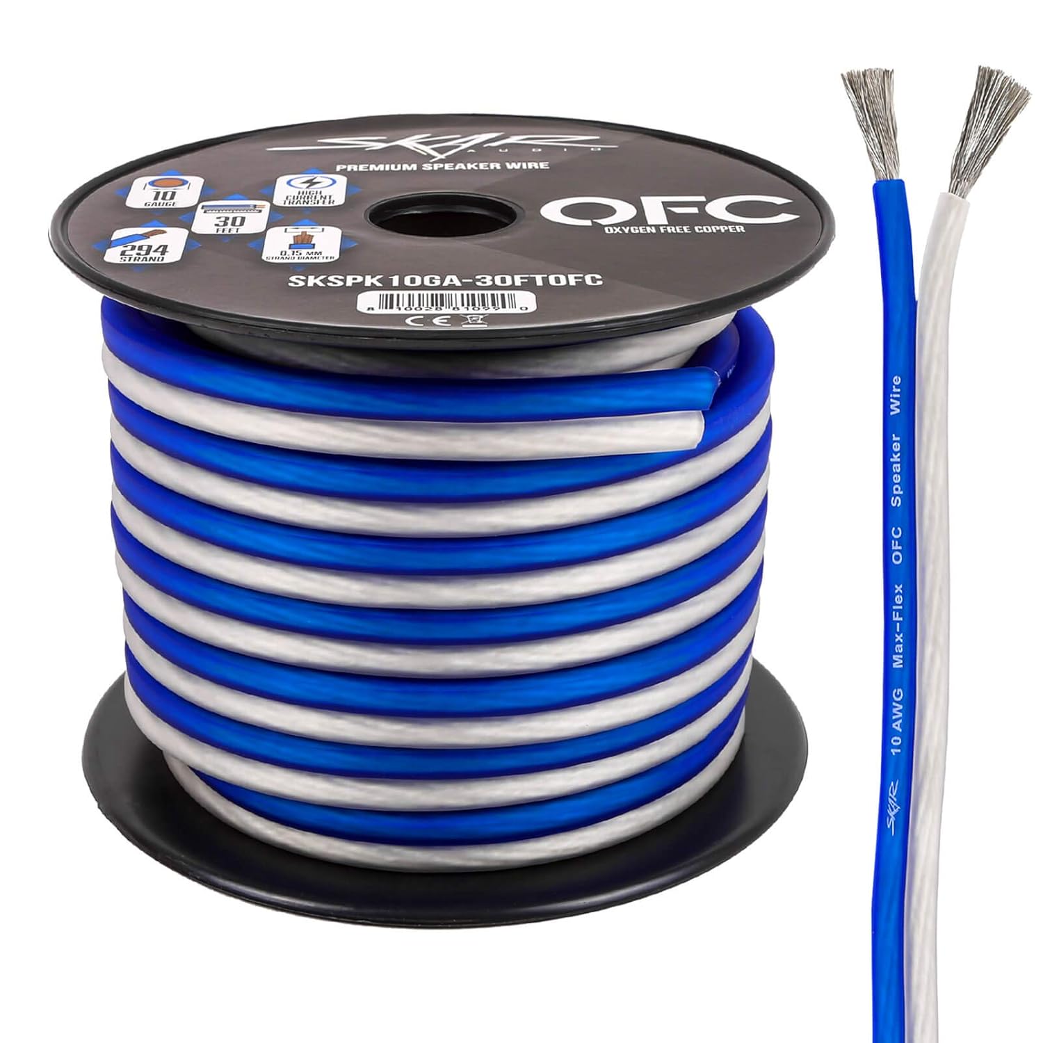 10 Gauge Oxygen-Free Copper Speaker Wire 30 Feet Pack of 2 G2208