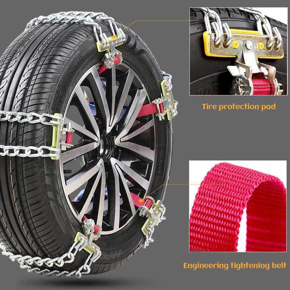 Snow Chains for Car, Anti Slip, Tire Width 165-275mm, Heavy Duty, Pack of 2 U848267