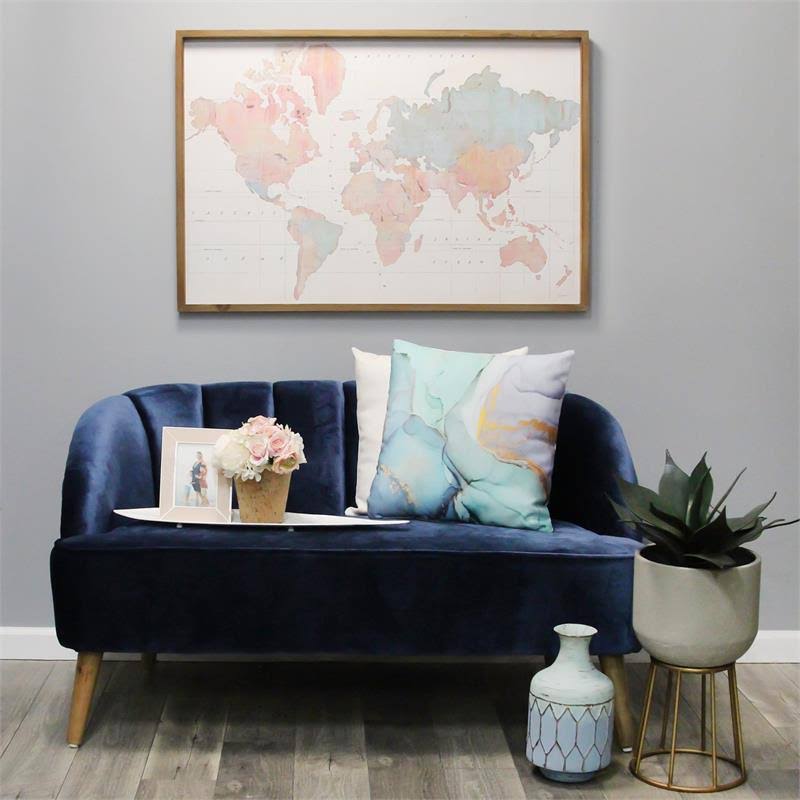 6.69x22 Metal Coastal Table Vase in Distressed Blue/Gold R7669