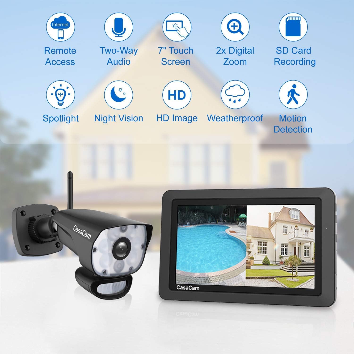 Wireless Security Camera System with 7 Touchscreen and HD Spotlight Cameras H757173