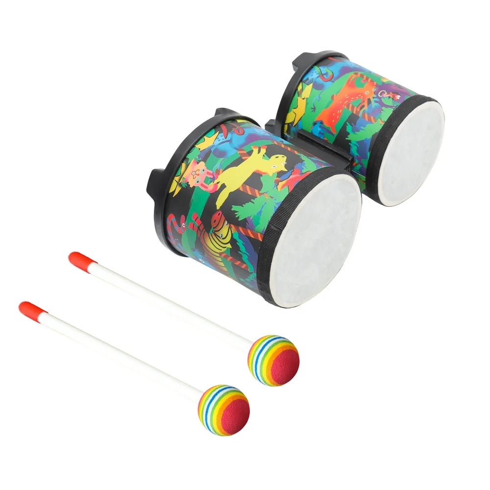 Bongo Drum 5"-6" Percussion Instrument Floor Drum with Mallets C77314