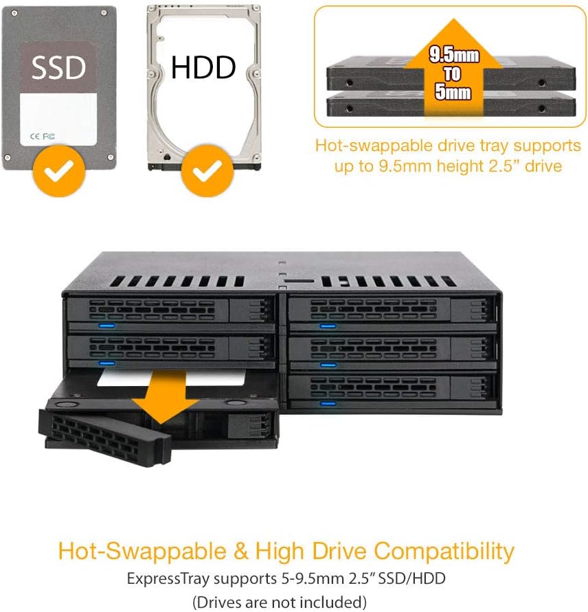 6 x 2.5" SATA HDD / SSD Hot Swap Cage for External 5.25" Bay X4190