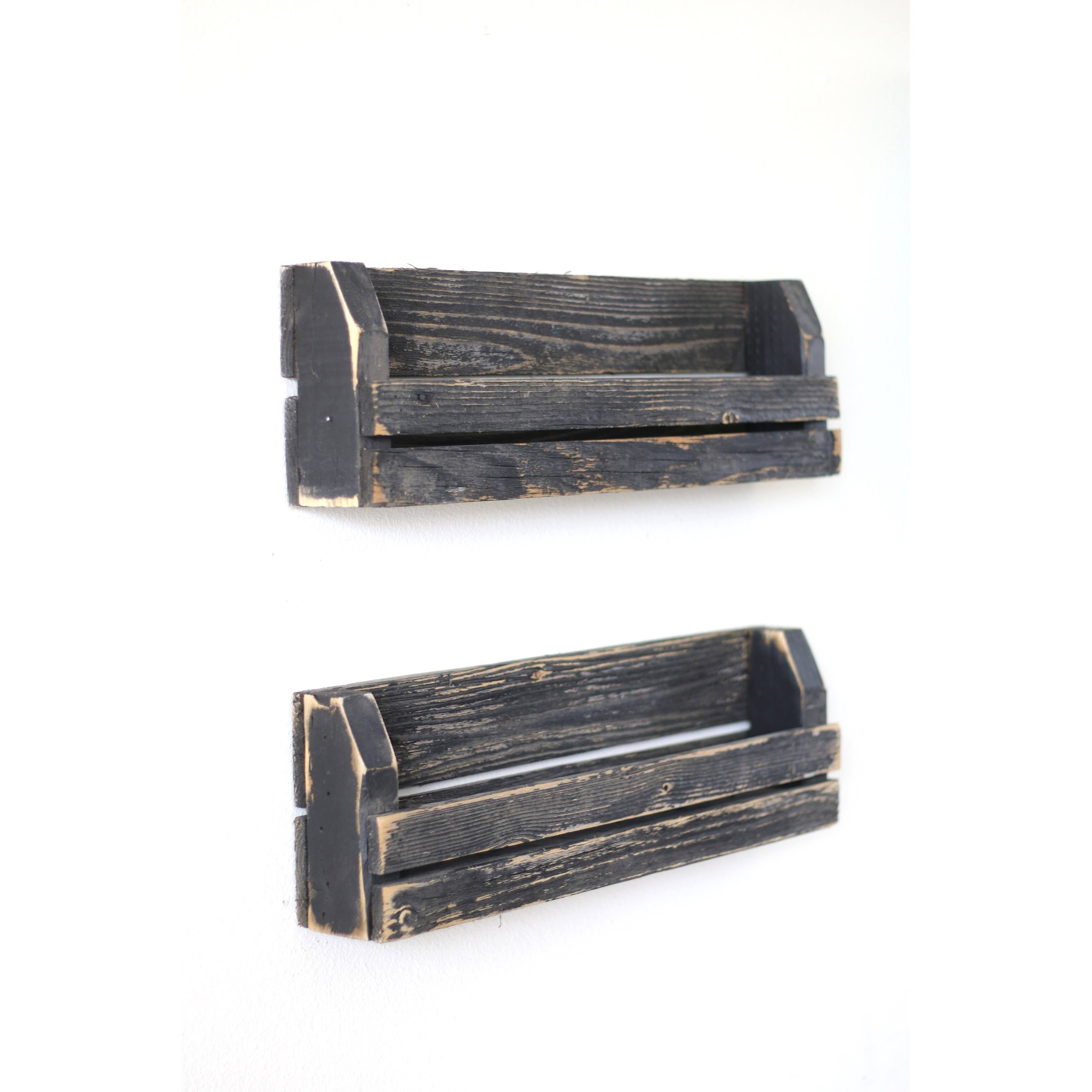 Black Slatted Shelves Set of 2 W242