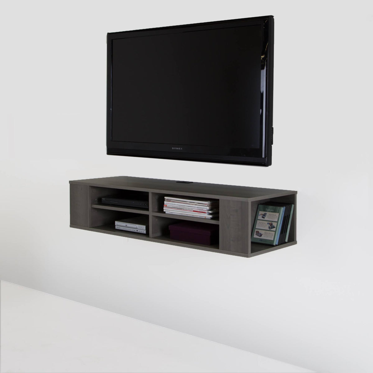 Wall Mounted Media Console, Gray Maple U8385