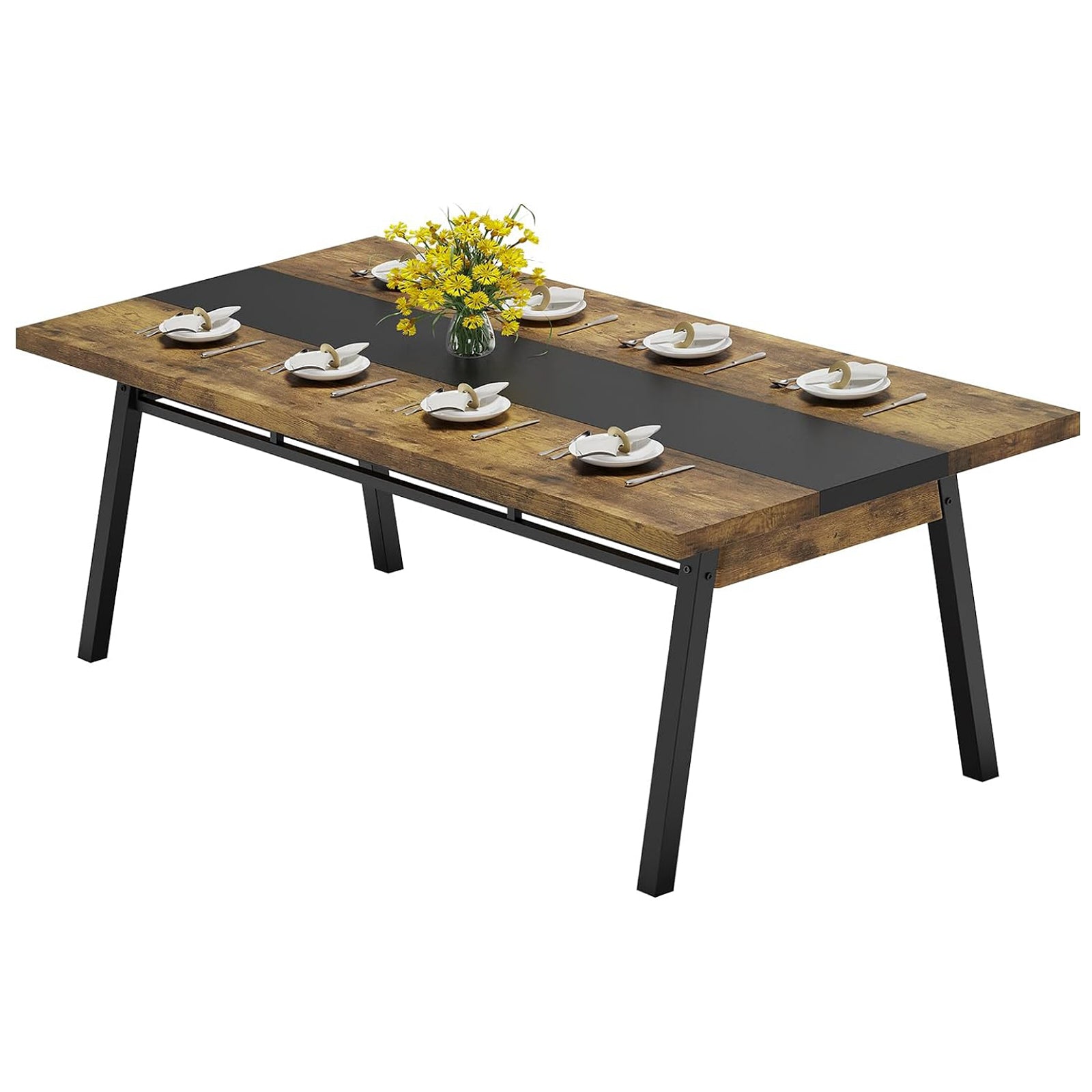 Brown 71-inch Rectangular Metal Frame Dining Table C5369