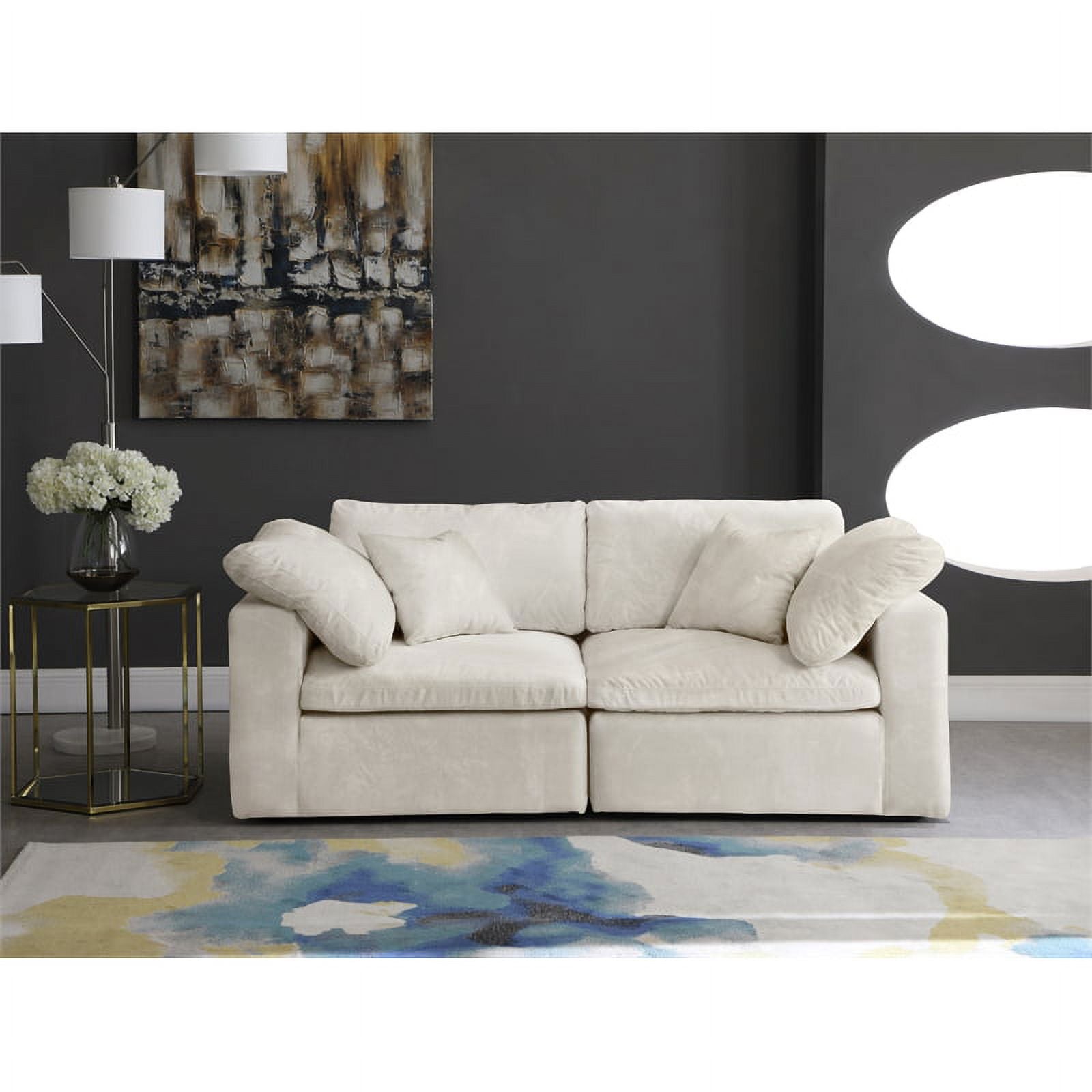 Cream Velvet Modular 2 Piece Loveseat O855722
