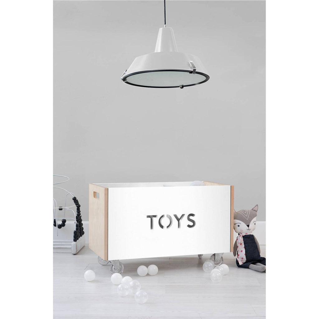 Toy Box Chest on Casters, Birch / White B91140