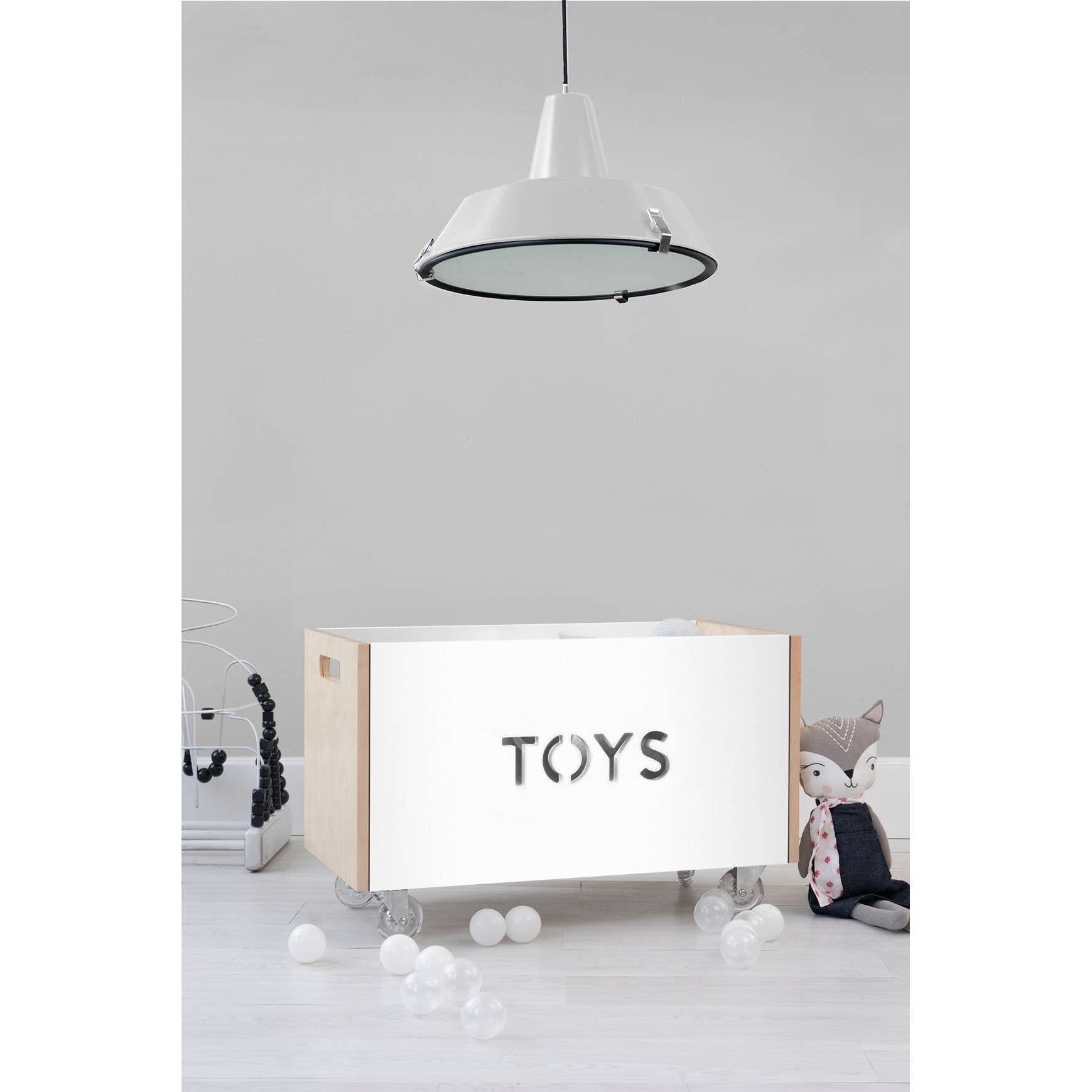 Toy Box Chest on Casters, Birch / White B91140