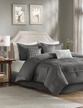7 Piece Comforter Set Grey Cal King T91581
