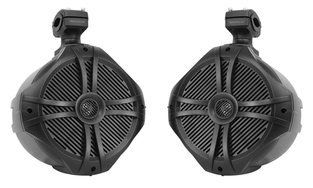 8" Black 600w Marine Wakeboard Tower Speakers with Amplifier Kit N4626