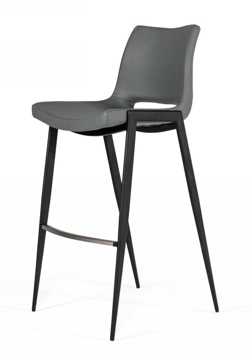 Modern Gray Eco-Leather Bar Stool (Set of 2) W960