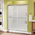 Semi-Frameless Sliding Shower Door in Brushed Nickel with Rain Glass V355669
