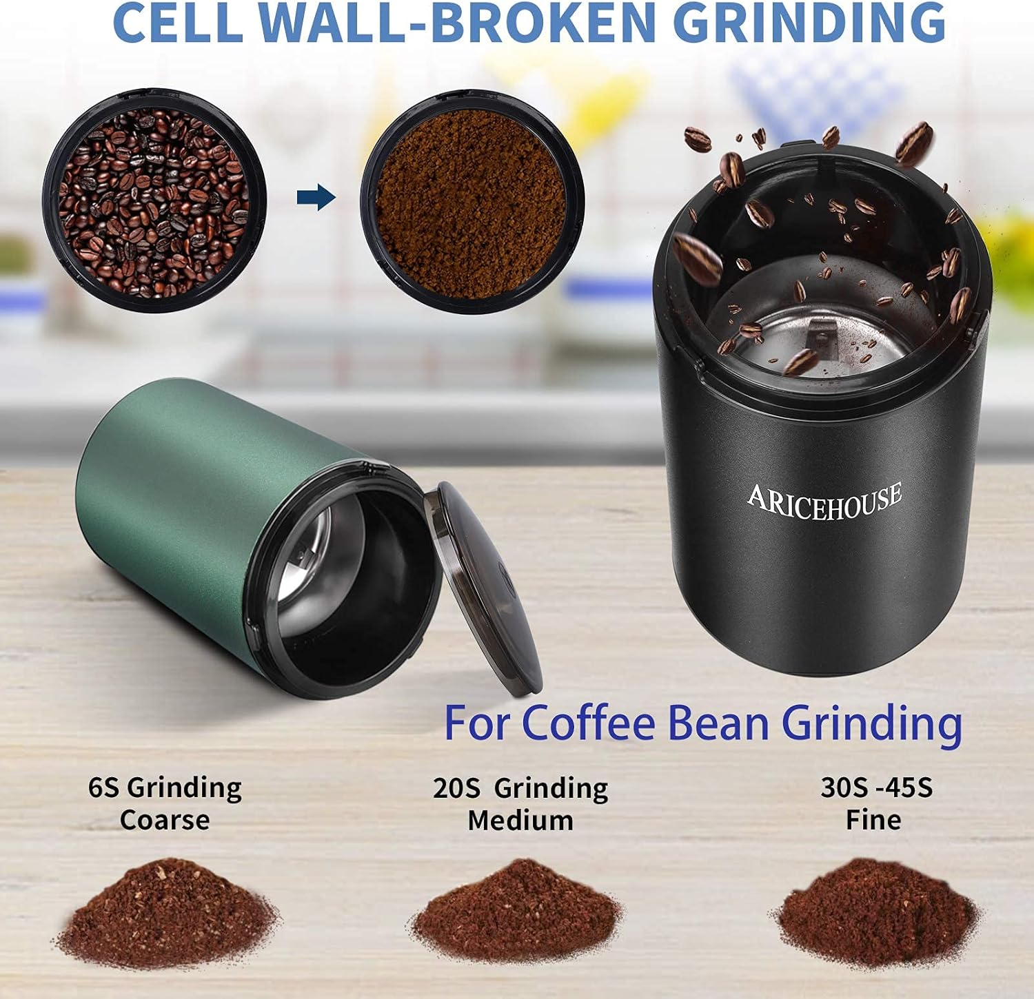 Black Electric Herb Grinder with Stainless Steel Blade, Pack of 2 A56735