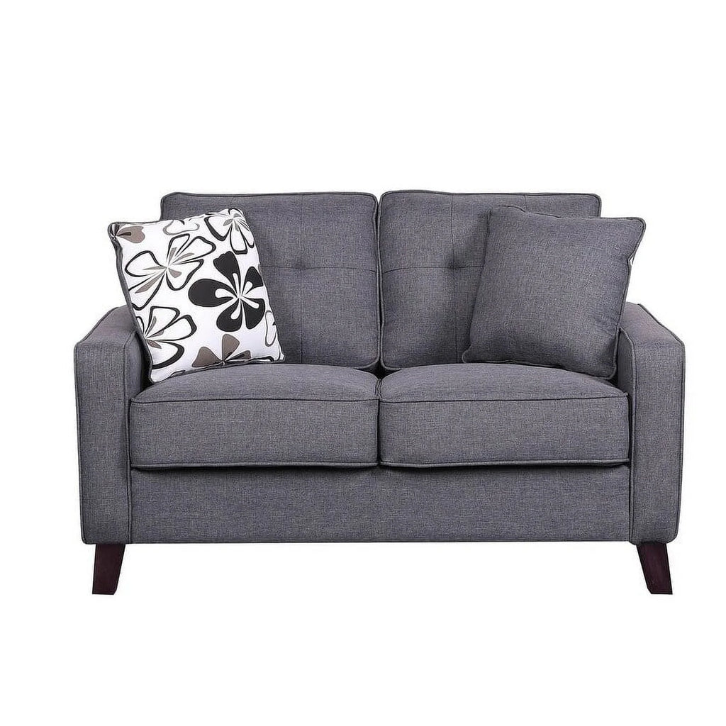 Beige Linen Upholstered Tufted Loveseat X5090