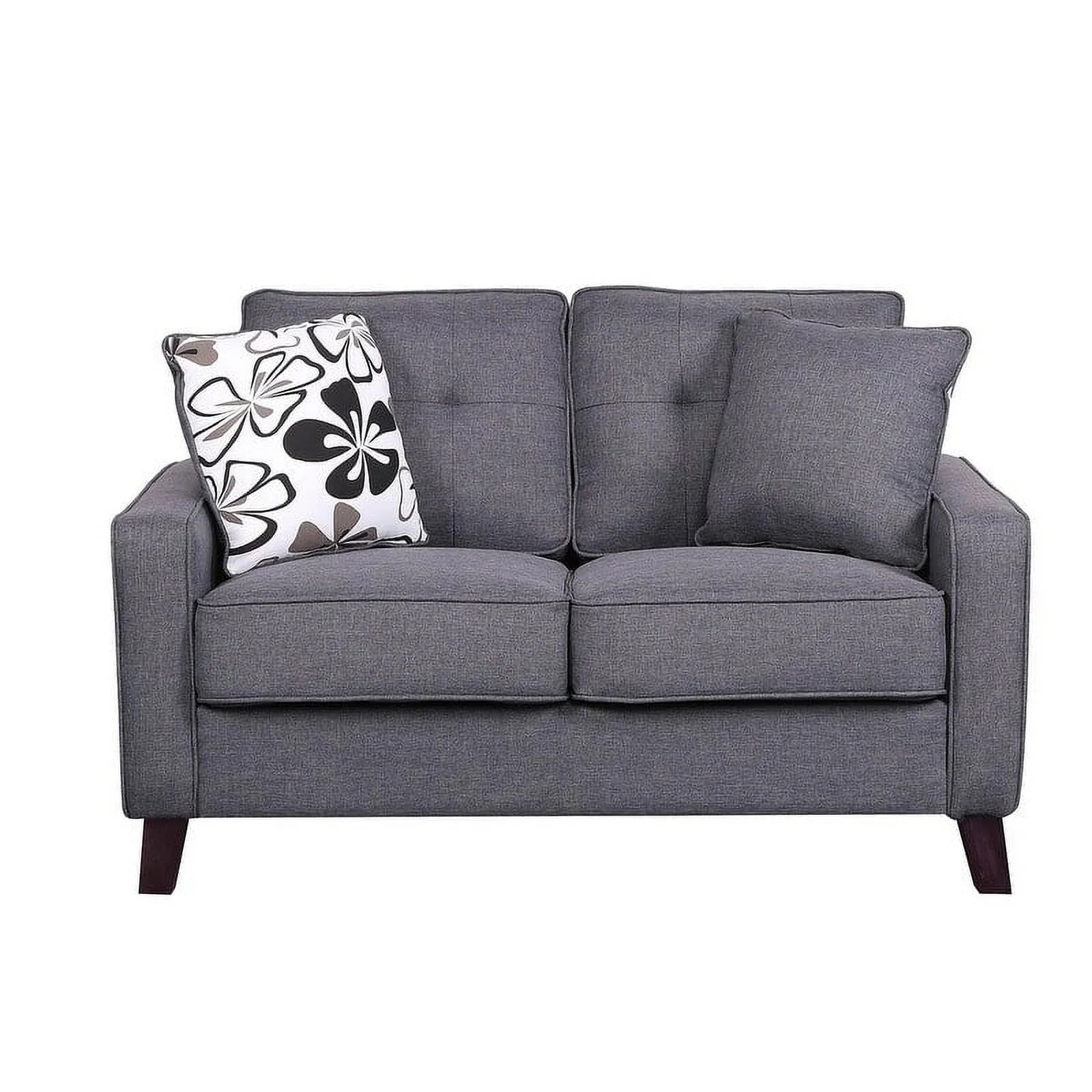 Beige Linen Upholstered Tufted Loveseat X5090