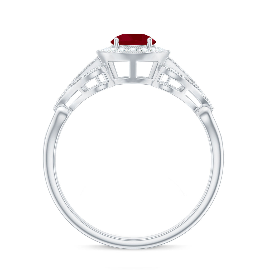 Ruby and Diamond Engagement Ring, 925 Sterling Silver I130843