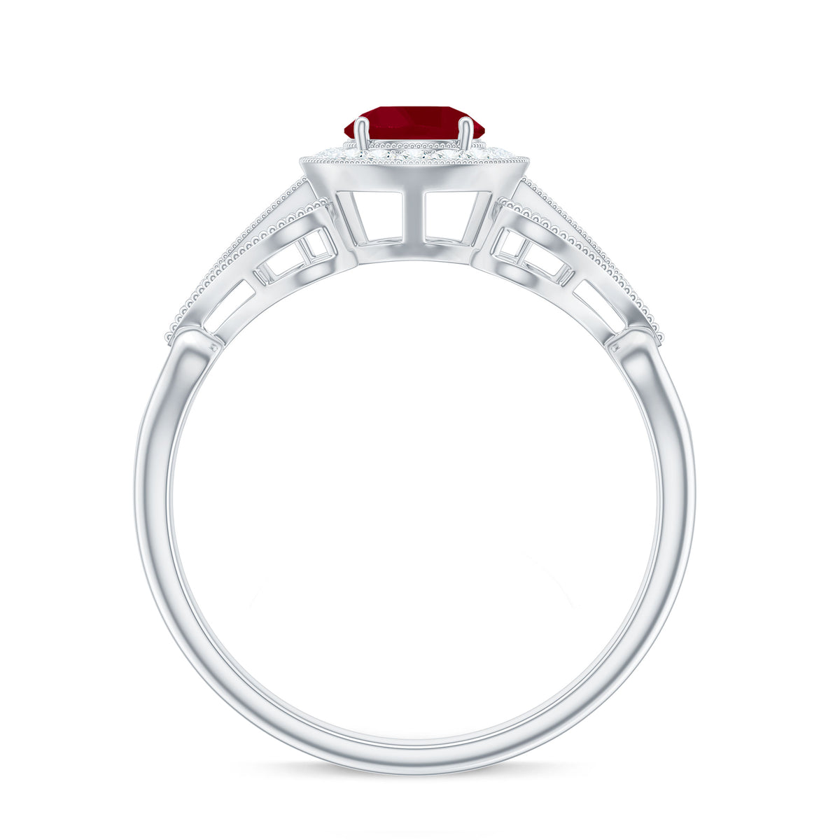 Ruby and Diamond Engagement Ring, 925 Sterling Silver I130843