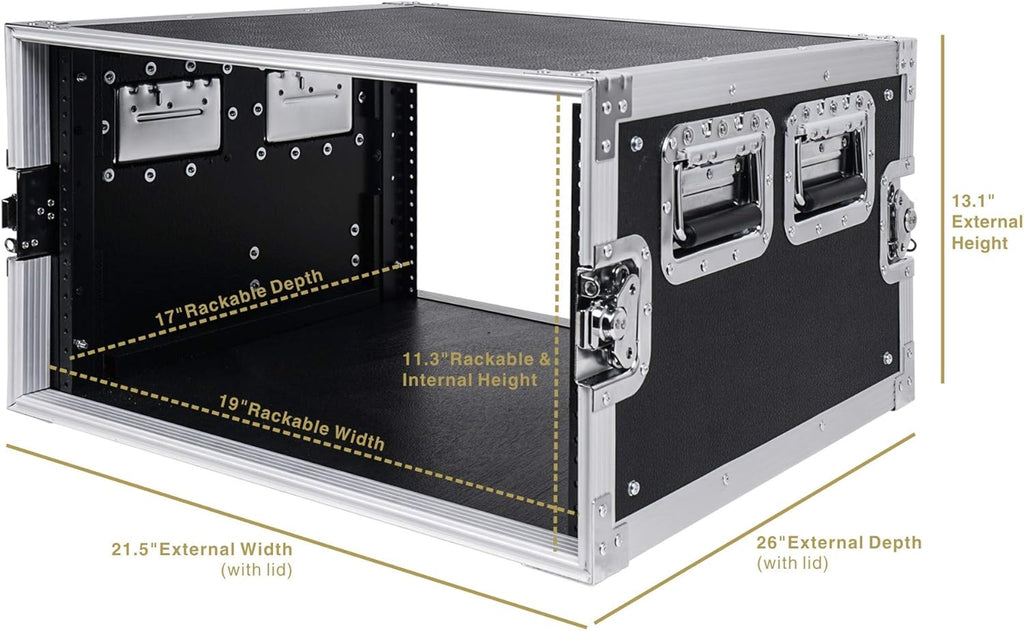 6U PA/DJ Rack Case with 17" Depth Plywood Metal Ball Corners N689466